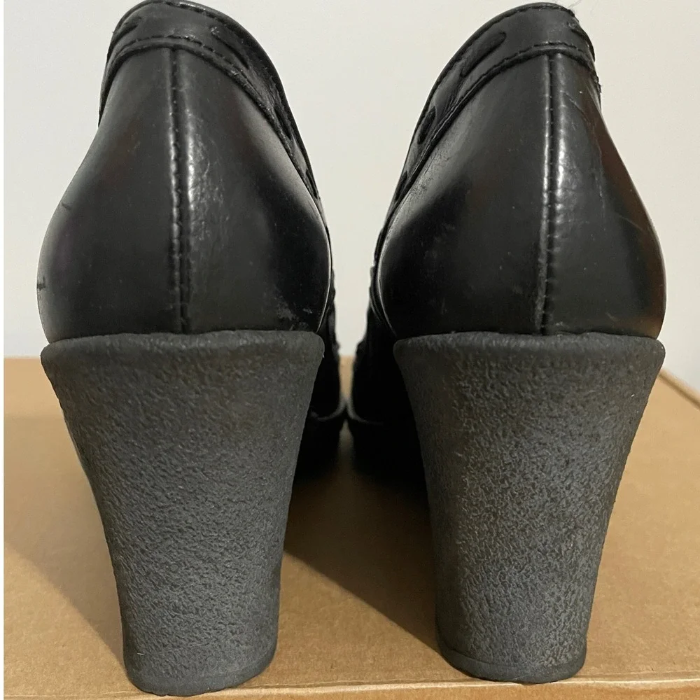 Pierluigi Fantoni‎ Womens Black Leather Slip-On Wedge Pump Heels Size 38
